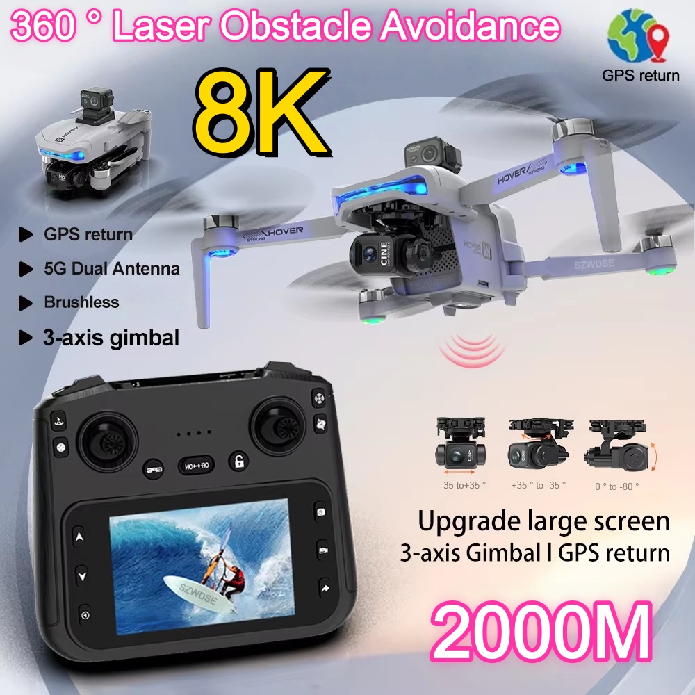 2KM Three-Axis Gimbal Drone 8K - Rc Helicopter Electric ulasan dan harga
